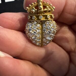 KIESELSTEIN CORD FAMOUS VINTAGE DIAMOND & GOLD Crown Heart Earrings